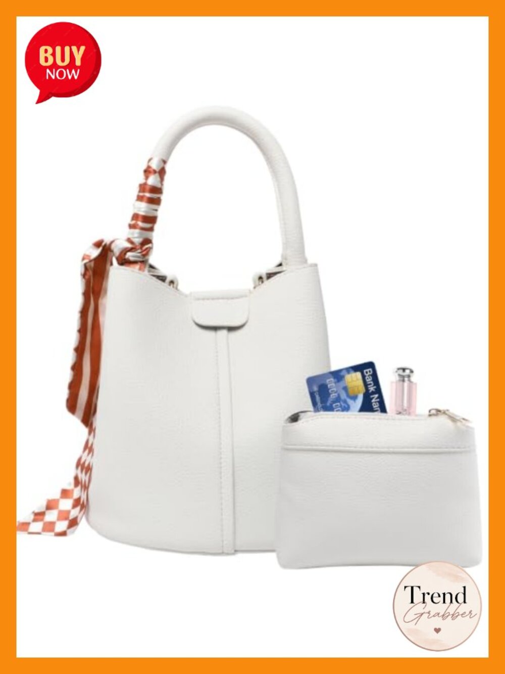 2Pc Bucket Bag Set Vegan Leather Crossbody W Removable Straps